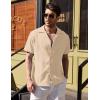 imageCOOFANDY Mens Cuban Guayabera Shirt Short Sleeve Button Down Shirts Casual Summer Beach Linen ShirtsA  Dark Khaki