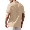 imageCOOFANDY Mens Cuban Guayabera Shirt Short Sleeve Button Down Shirts Casual Summer Beach Linen ShirtsA  Dark Khaki