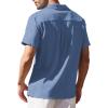 imageCOOFANDY Mens Cuban Guayabera Shirt Short Sleeve Button Down Shirts Casual Summer Beach Linen ShirtsA  Denim Blue