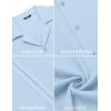 imageCOOFANDY Mens Cuban Guayabera Shirt Short Sleeve Button Down Shirts Casual Summer Beach Linen ShirtsA  Light Blue