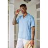 imageCOOFANDY Mens Cuban Guayabera Shirt Short Sleeve Button Down Shirts Casual Summer Beach Linen ShirtsA  Light Blue