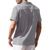 imageCOOFANDY Mens Cuban Guayabera Shirt Short Sleeve Button Down Shirts Casual Summer Beach Linen ShirtsA  Light Gray