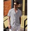 imageCOOFANDY Mens Cuban Guayabera Shirt Short Sleeve Button Down Shirts Casual Summer Beach Linen ShirtsA  Light Gray
