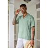 imageCOOFANDY Mens Cuban Guayabera Shirt Short Sleeve Button Down Shirts Casual Summer Beach Linen ShirtsA  Light Green