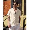 imageCOOFANDY Mens Cuban Guayabera Shirt Short Sleeve Button Down Shirts Casual Summer Beach Linen ShirtsA  Light Khaki