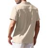 imageCOOFANDY Mens Cuban Guayabera Shirt Short Sleeve Button Down Shirts Casual Summer Beach Linen ShirtsA  Light Khaki