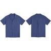 imageCOOFANDY Mens Cuban Guayabera Shirt Short Sleeve Button Down Shirts Casual Summer Beach Linen ShirtsA  Navy Blue
