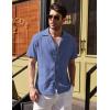 imageCOOFANDY Mens Cuban Guayabera Shirt Short Sleeve Button Down Shirts Casual Summer Beach Linen ShirtsA  Navy Blue