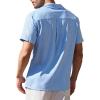 imageCOOFANDY Mens Cuban Guayabera Shirt Short Sleeve Button Down Shirts Casual Summer Beach Linen ShirtsA  Sky Blue