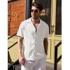 imageCOOFANDY Mens Cuban Guayabera Shirt Short Sleeve Button Down Shirts Casual Summer Beach Linen ShirtsA  White