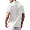 imageCOOFANDY Mens Cuban Guayabera Shirt Short Sleeve Button Down Shirts Casual Summer Beach Linen ShirtsA  White Paisley