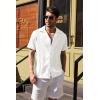 imageCOOFANDY Mens Cuban Guayabera Shirt Short Sleeve Button Down Shirts Casual Summer Beach Linen ShirtsA  White Paisley