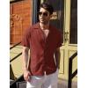 imageCOOFANDY Mens Cuban Guayabera Shirt Short Sleeve Button Down Shirts Casual Summer Beach Linen ShirtsA  Wine Red