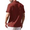 imageCOOFANDY Mens Cuban Guayabera Shirt Short Sleeve Button Down Shirts Casual Summer Beach Linen ShirtsA  Wine Red