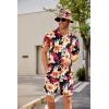 imageCOOFANDY Mens Hawaiian Shirt and Short Set Flower 2pieces Beach Outfit with Bucket HatsBlack  Orange Flower