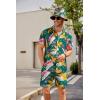 imageCOOFANDY Mens Hawaiian Shirt and Short Set Flower 2pieces Beach Outfit with Bucket HatsOlive Green