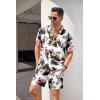 imageCOOFANDY Mens Hawaiian Shirt and Short Set Flower 2pieces Beach Outfit with Bucket HatsPineapple