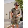 imageCOOFANDY Mens Hawaiian Shirt and Short Set Flower 2pieces Beach Outfit with Bucket HatsVintage