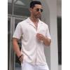 imageCOOFANDY Mens Wrinkle Free Untucked Cuban Shirt Business Casual Button Down Shirts Short Sleeve ShirtBeige