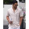 imageCOOFANDY Mens Wrinkle Free Untucked Cuban Shirt Business Casual Button Down Shirts Short Sleeve ShirtBeige