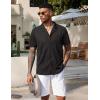 imageCOOFANDY Mens Wrinkle Free Untucked Cuban Shirt Business Casual Button Down Shirts Short Sleeve ShirtBlack