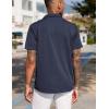 imageCOOFANDY Mens Wrinkle Free Untucked Cuban Shirt Business Casual Button Down Shirts Short Sleeve ShirtDark Blue