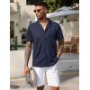 imageCOOFANDY Mens Wrinkle Free Untucked Cuban Shirt Business Casual Button Down Shirts Short Sleeve ShirtDark Blue