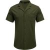 imageCOOFANDY Mens Wrinkle Free Untucked Cuban Shirt Business Casual Button Down Shirts Short Sleeve ShirtDark Green