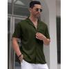 imageCOOFANDY Mens Wrinkle Free Untucked Cuban Shirt Business Casual Button Down Shirts Short Sleeve ShirtDark Green