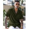imageCOOFANDY Mens Wrinkle Free Untucked Cuban Shirt Business Casual Button Down Shirts Short Sleeve ShirtDark Green