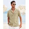 imageCOOFANDY Mens Wrinkle Free Untucked Cuban Shirt Business Casual Button Down Shirts Short Sleeve ShirtGray Green