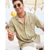 imageCOOFANDY Mens Wrinkle Free Untucked Cuban Shirt Business Casual Button Down Shirts Short Sleeve ShirtGray Green