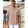 imageCOOFANDY Mens Wrinkle Free Untucked Cuban Shirt Business Casual Button Down Shirts Short Sleeve ShirtKhaki