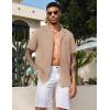 imageCOOFANDY Mens Wrinkle Free Untucked Cuban Shirt Business Casual Button Down Shirts Short Sleeve ShirtKhaki