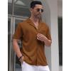 imageCOOFANDY Mens Wrinkle Free Untucked Cuban Shirt Business Casual Button Down Shirts Short Sleeve ShirtLight Brown