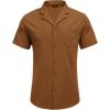 imageCOOFANDY Mens Wrinkle Free Untucked Cuban Shirt Business Casual Button Down Shirts Short Sleeve ShirtLight Brown