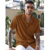 imageCOOFANDY Mens Wrinkle Free Untucked Cuban Shirt Business Casual Button Down Shirts Short Sleeve ShirtLight Brown