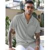 imageCOOFANDY Mens Wrinkle Free Untucked Cuban Shirt Business Casual Button Down Shirts Short Sleeve ShirtLight Grey
