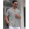 imageCOOFANDY Mens Wrinkle Free Untucked Cuban Shirt Business Casual Button Down Shirts Short Sleeve ShirtLight Grey