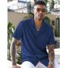 imageCOOFANDY Mens Wrinkle Free Untucked Cuban Shirt Business Casual Button Down Shirts Short Sleeve ShirtNavy Blue