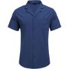 imageCOOFANDY Mens Wrinkle Free Untucked Cuban Shirt Business Casual Button Down Shirts Short Sleeve ShirtNavy Blue