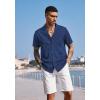 imageCOOFANDY Mens Wrinkle Free Untucked Cuban Shirt Business Casual Button Down Shirts Short Sleeve ShirtNavy Blue