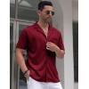 imageCOOFANDY Mens Wrinkle Free Untucked Cuban Shirt Business Casual Button Down Shirts Short Sleeve ShirtRed