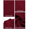 imageCOOFANDY Mens Wrinkle Free Untucked Cuban Shirt Business Casual Button Down Shirts Short Sleeve ShirtRed