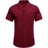imageCOOFANDY Mens Wrinkle Free Untucked Cuban Shirt Business Casual Button Down Shirts Short Sleeve ShirtRed