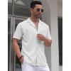 imageCOOFANDY Mens Wrinkle Free Untucked Cuban Shirt Business Casual Button Down Shirts Short Sleeve ShirtWhite