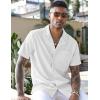 imageCOOFANDY Mens Wrinkle Free Untucked Cuban Shirt Business Casual Button Down Shirts Short Sleeve ShirtWhite