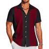 imageCOOFANDY Mens Casual Vintage Bowling Shirt Short Sleeve Button Down Summer Beach Untucked ShirtsBlackred
