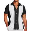 imageCOOFANDY Mens Casual Vintage Bowling Shirt Short Sleeve Button Down Summer Beach Untucked ShirtsBlackwhite