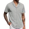 imageCOOFANDY Mens Wrinkle Free Untucked Cuban Shirt Business Casual Button Down Shirts Short Sleeve ShirtLight Grey
